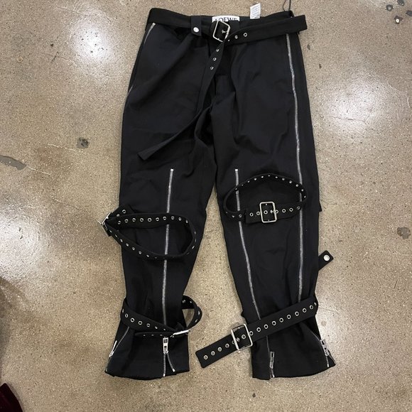 LOEWE Black Wool Belted Trousers - Picture 5 of 7